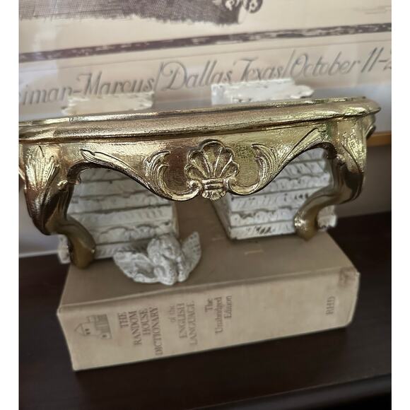 Vintage Gold Wall Shelf Metallic Decor Burwood sconce ornate Hollywood regency - Picture 5 of 16